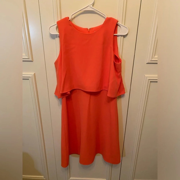 Calvin Klein Orange Sleeveless Layer Popover Dress 8 - Picture 2 of 6